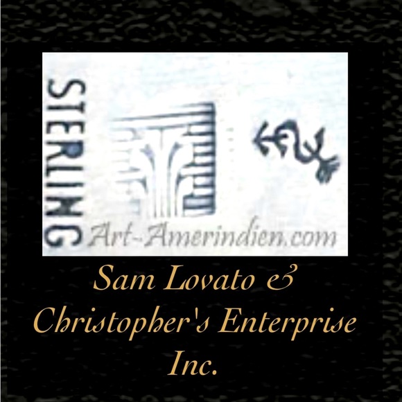 Signed - Sam Lovato, Old Pawn Sterling Silver Onyx clip back Earrings - Picture 10 of 11